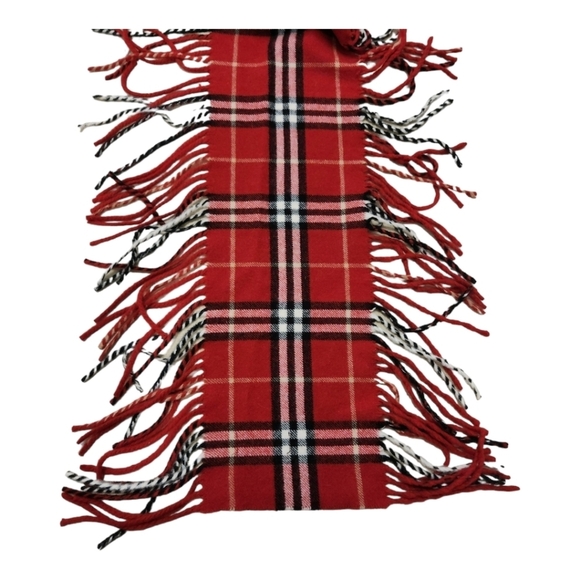 BURBERRY London: Red, "Nova Check" 100% Cashmere Long Scarf 56" x 7" - Picture 2 of 6